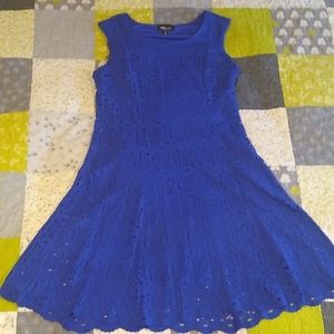 RN Studio blue dress with lace overlay